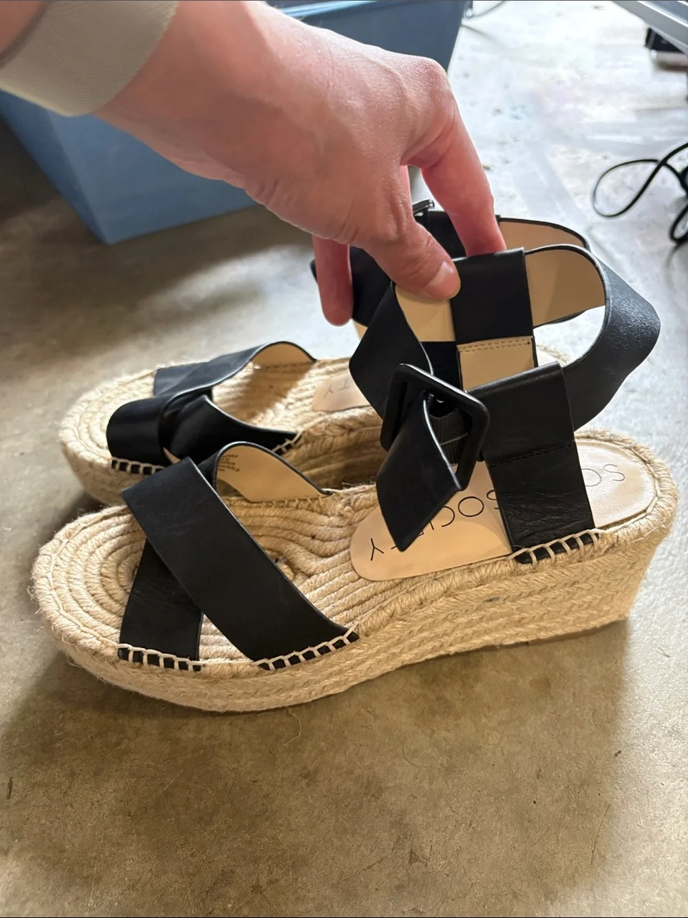 Sole Society Black Cross-Strap Wedges